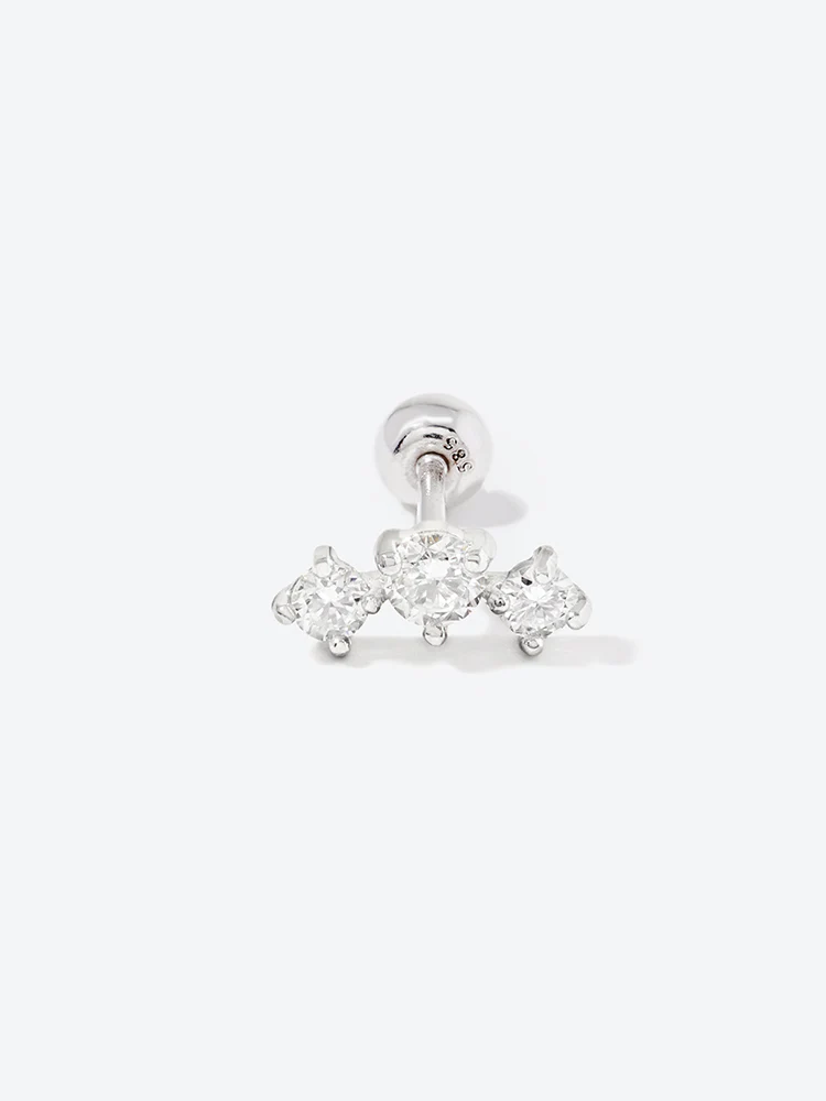 14K Solid Gold Lab Diamond Twinkle Crown Cartilage Earring 20G18G16G - Image 22