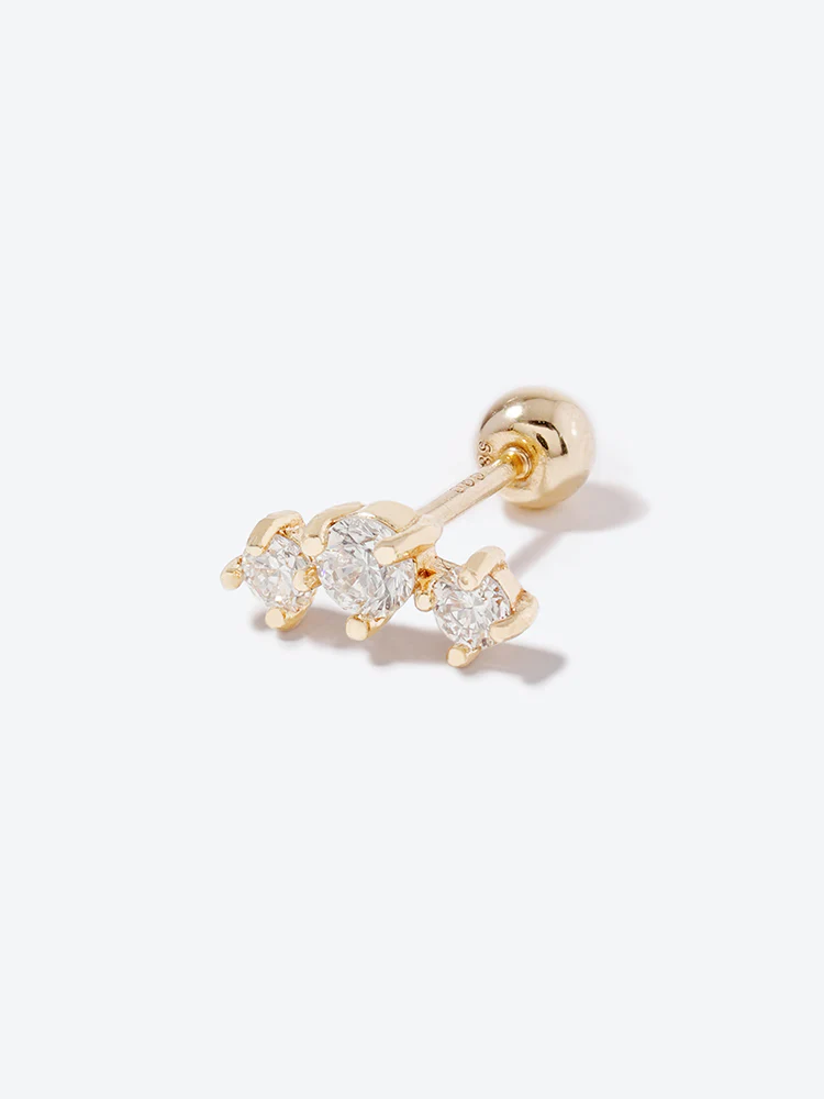 14K Solid Gold Lab Diamond Twinkle Crown Cartilage Earring 20G18G16G - Image 25