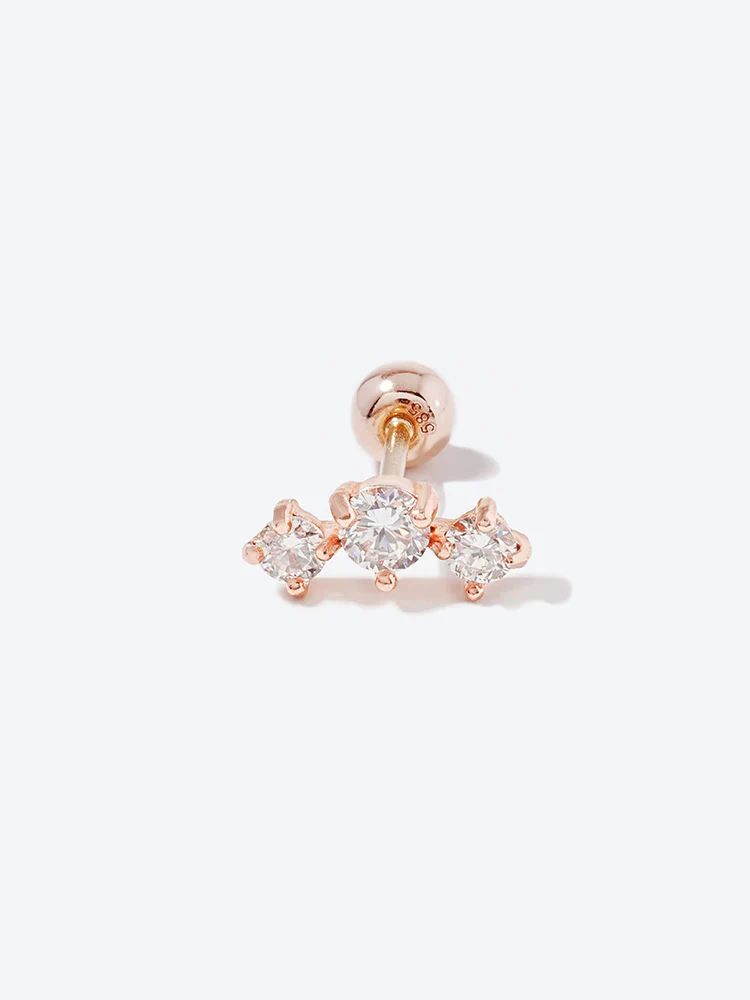 14K Solid Gold Lab Diamond Twinkle Crown Cartilage Earring 20G18G16G - Image 26