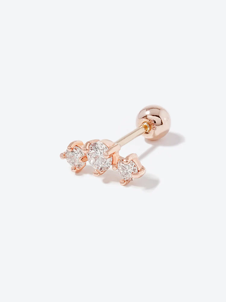 14K Solid Gold Lab Diamond Twinkle Crown Cartilage Earring 20G18G16G - Image 27
