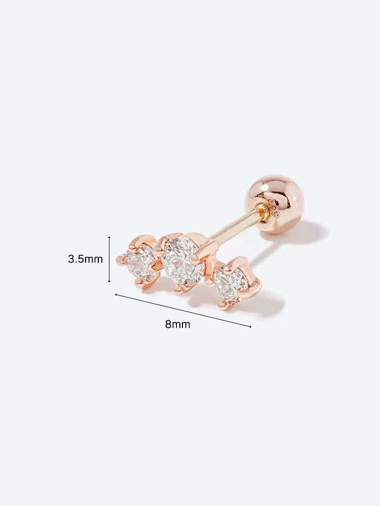 14K Solid Gold Lab Diamond Twinkle Crown Cartilage Earring 20G18G16G - Image 28