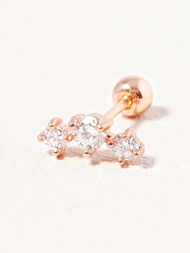 14K Solid Gold Lab Diamond Twinkle Crown Cartilage Earring 20G18G16G - Image 5