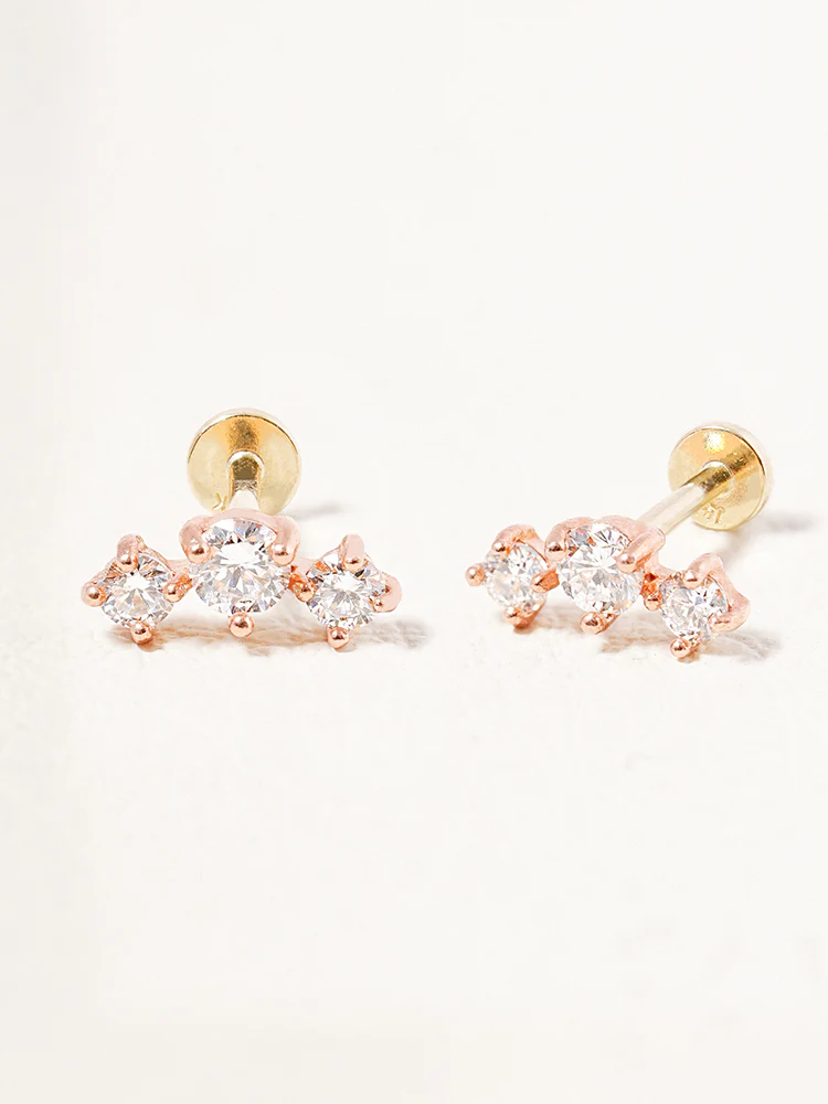 14K Solid Gold Lab Diamond Twinkle Crown Internally Threaded Labret Piercing 20G - Image 11