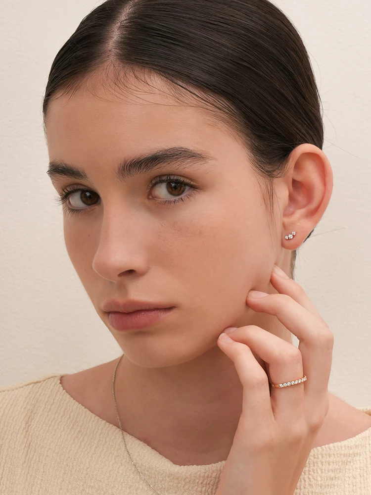 14K Solid Gold Lab Diamond Twinkle Crown Internally Threaded Labret Piercing 20G - Image 16
