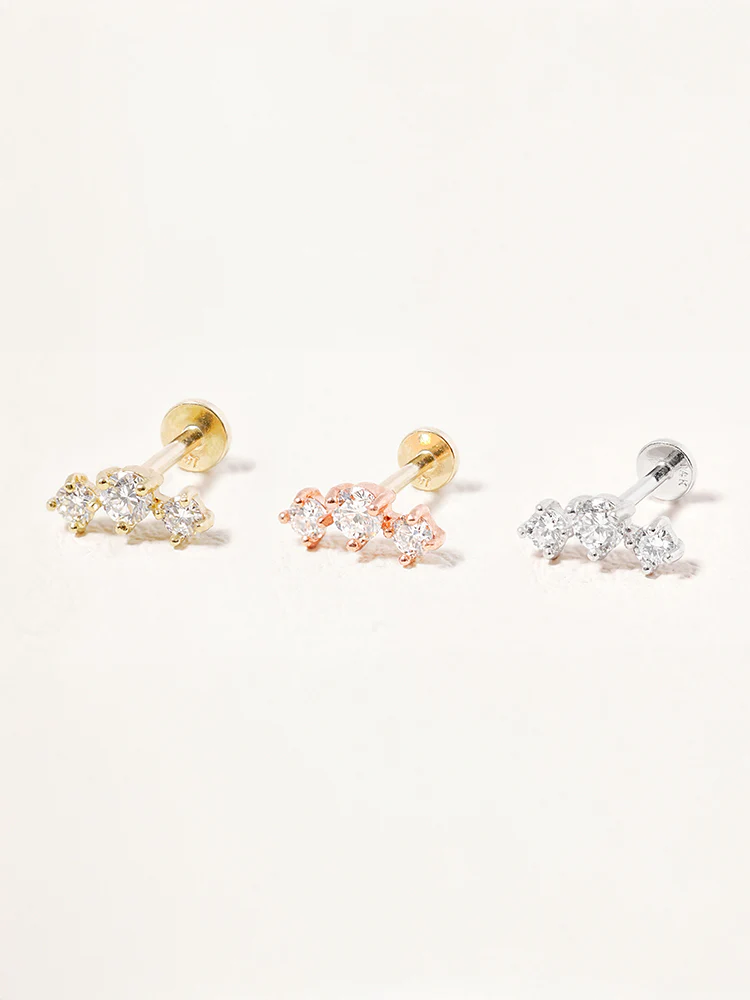 14K Solid Gold Lab Diamond Twinkle Crown Internally Threaded Labret Piercing 20G - Image 19