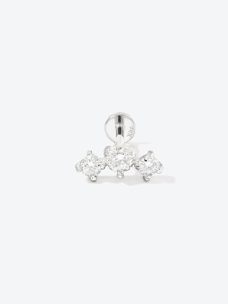14K Solid Gold Lab Diamond Twinkle Crown Internally Threaded Labret Piercing 20G - Image 27