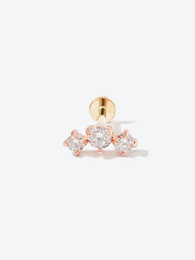 14K Solid Gold Lab Diamond Twinkle Crown Internally Threaded Labret Piercing 20G - Image 28