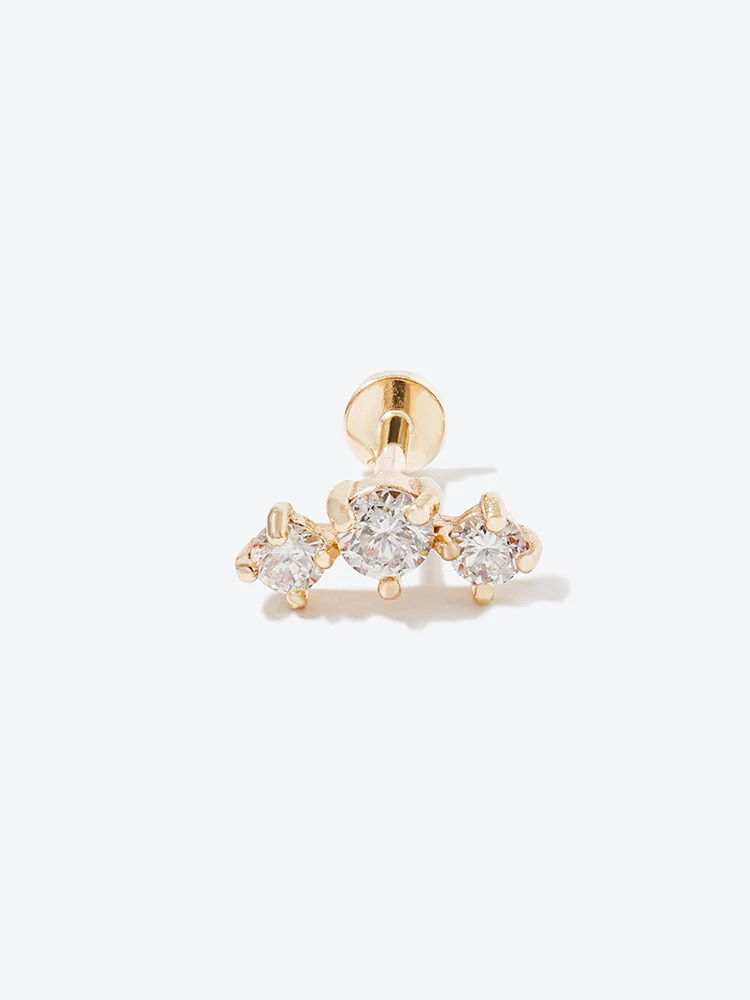 14K Solid Gold Lab Diamond Twinkle Crown Internally Threaded Labret Piercing 20G - Image 29