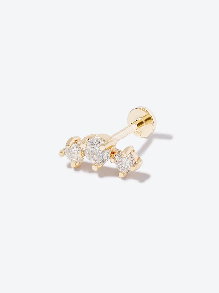 14K Solid Gold Lab Diamond Twinkle Crown Internally Threaded Labret Piercing 20G - Image 30