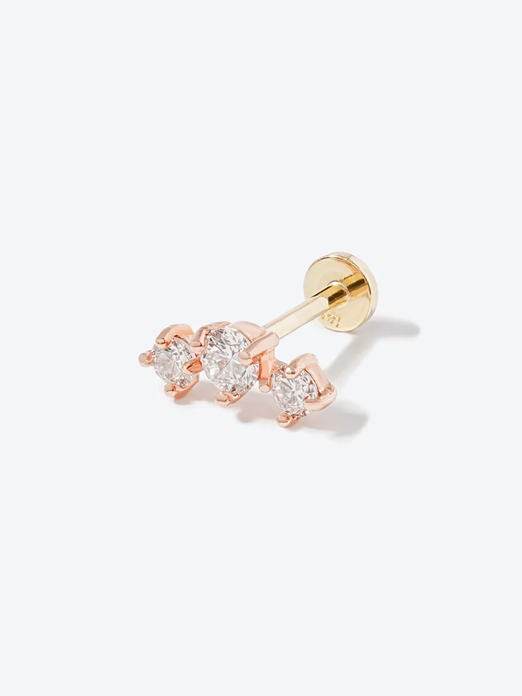 14K Solid Gold Lab Diamond Twinkle Crown Internally Threaded Labret Piercing 20G - Image 31
