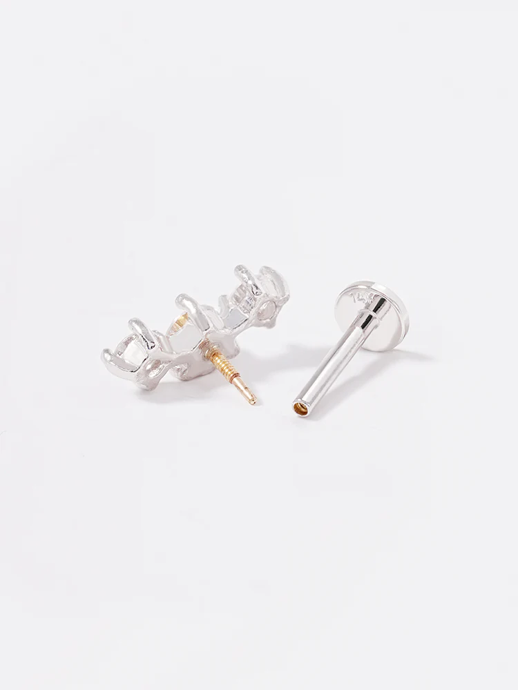 14K Solid Gold Lab Diamond Twinkle Crown Internally Threaded Labret Piercing 20G - Image 32