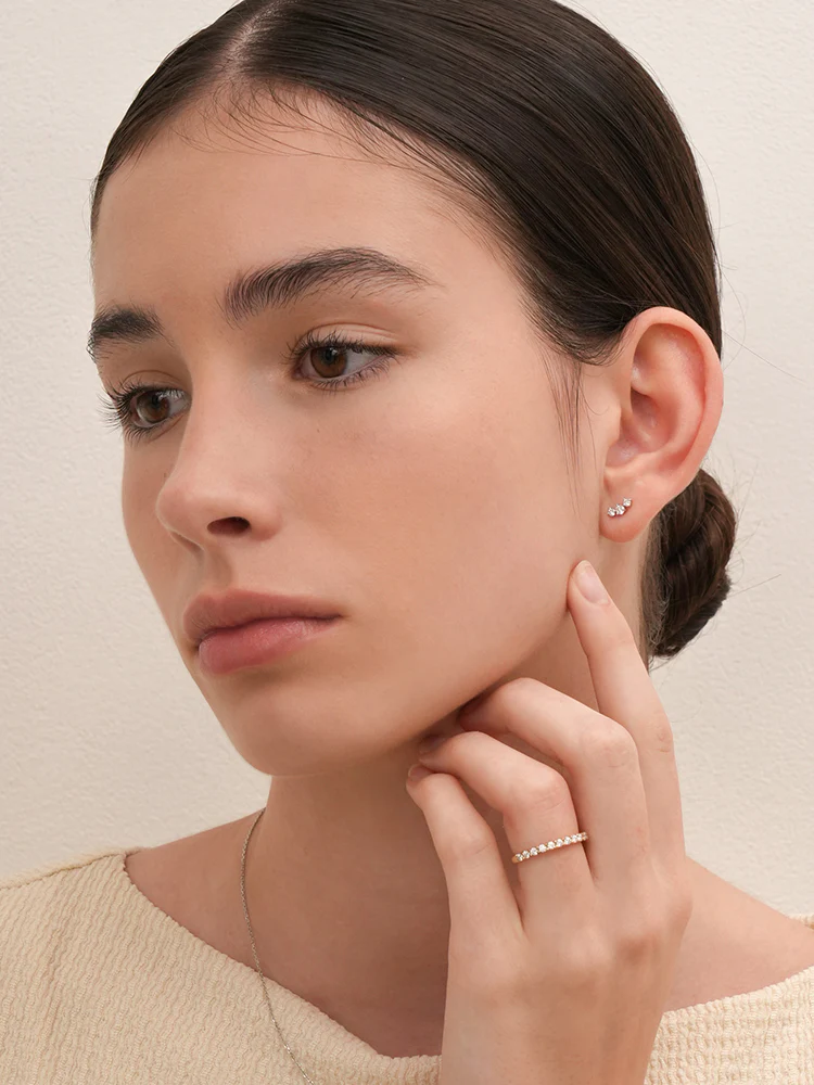 14K Solid Gold Lab Diamond Twinkle Crown Internally Threaded Labret Piercing 20G - Image 4