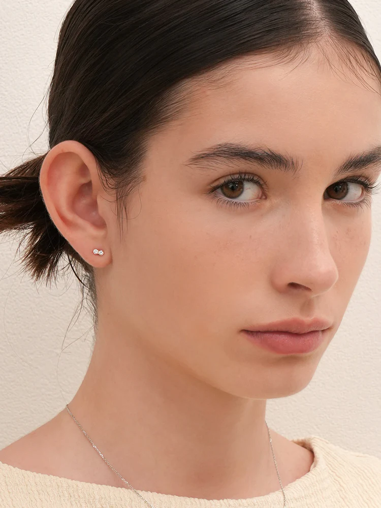 14K Solid Gold Lab Diamond Two Stone Two Way Cartilage Earring 20G18G16G - Image 11
