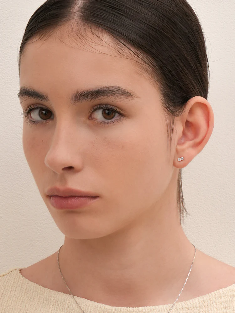 14K Solid Gold Lab Diamond Two Stone Two Way Cartilage Earring 20G18G16G - Image 18