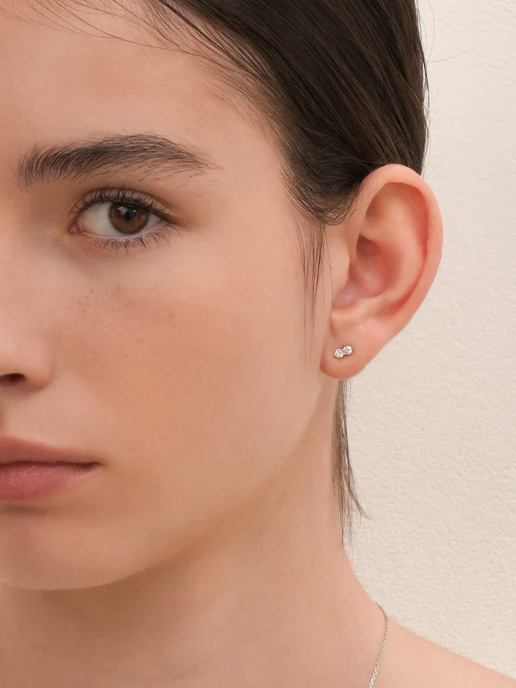 14K Solid Gold Lab Diamond Two Stone Two Way Internally Threaded Labret Piercing 20G - Image 12