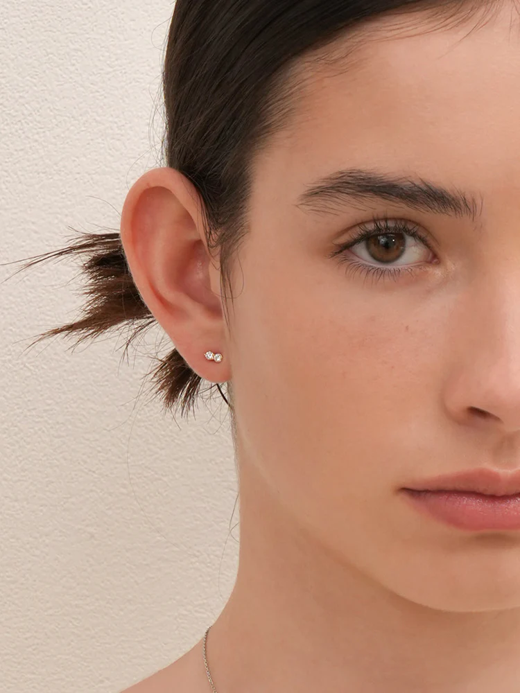 14K Solid Gold Lab Diamond Two Stone Two Way Internally Threaded Labret Piercing 20G - Image 18