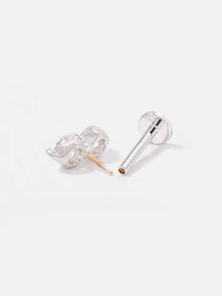 14K Solid Gold Lab Diamond Two Stone Two Way Internally Threaded Labret Piercing 20G - Image 36