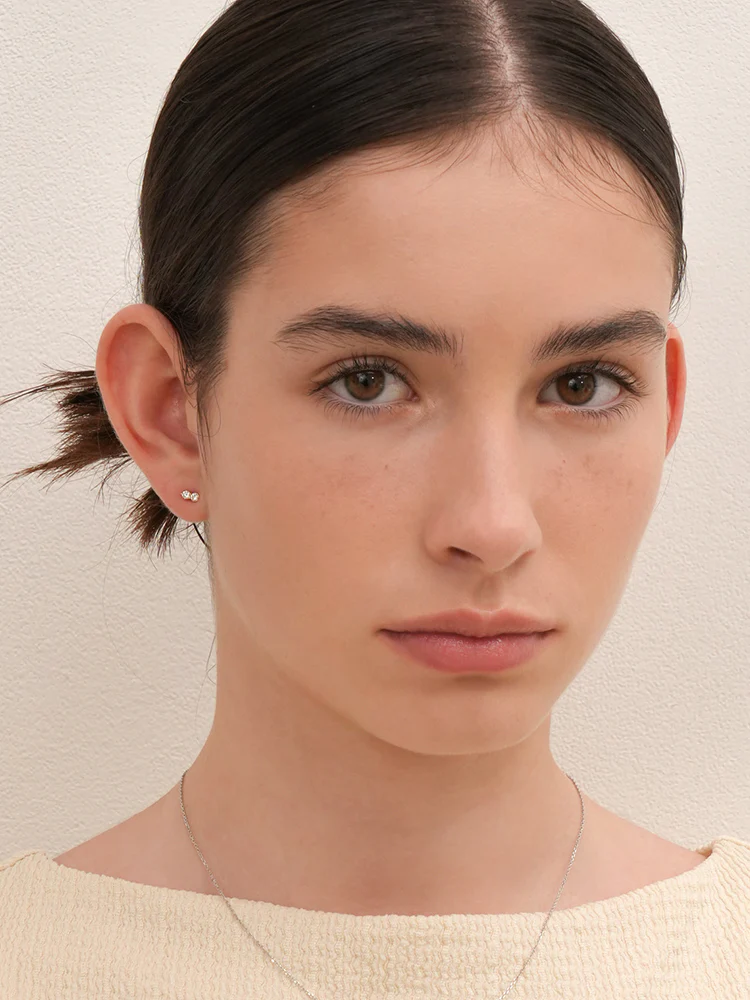 14K Solid Gold Lab Diamond Two Stone Two Way Internally Threaded Labret Piercing 20G - Image 4