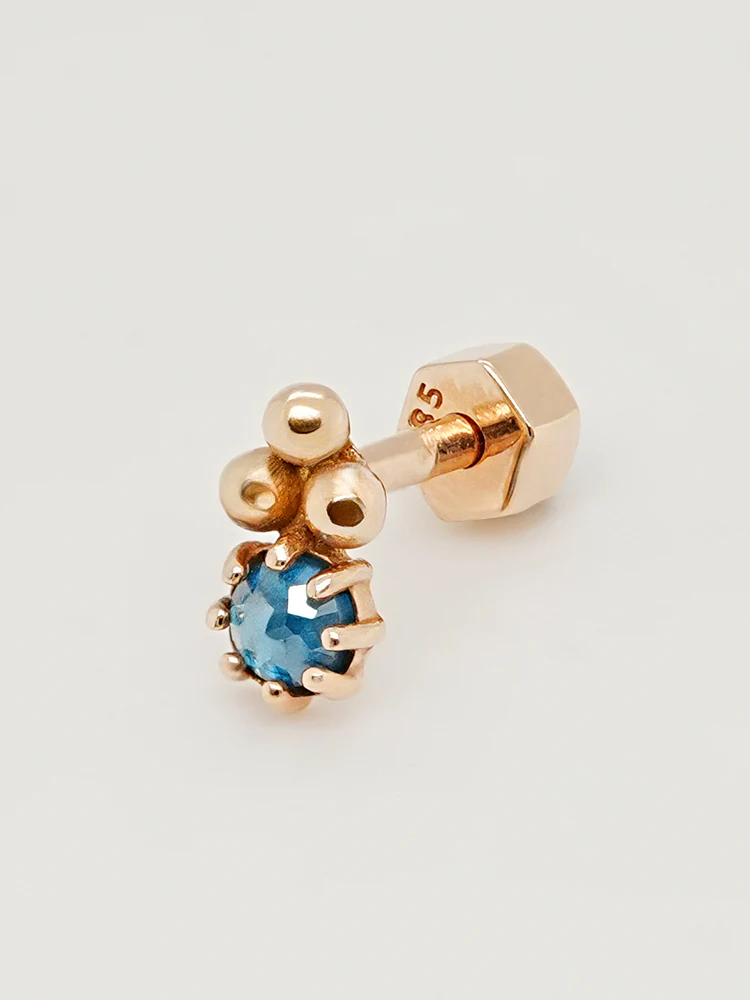 14K Solid Gold Labien Rough Diamond Cartilage Earring 18G - Image 14