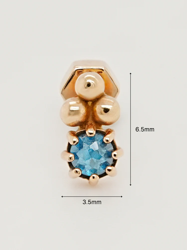 14K Solid Gold Labien Rough Diamond Cartilage Earring 18G - Image 16