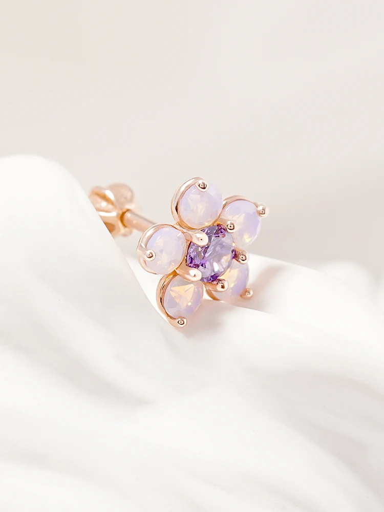 14K Solid Gold Lilac Blossom Cartilage Earring 18G16G - Image 14