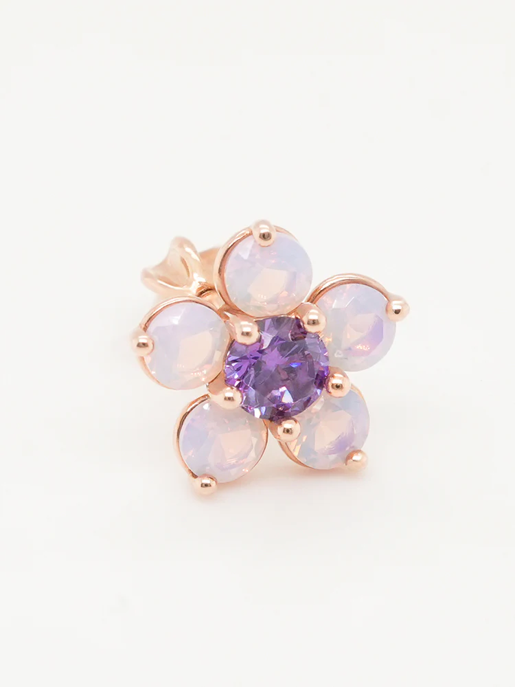 14K Solid Gold Lilac Blossom Cartilage Earring 18G16G - Image 16