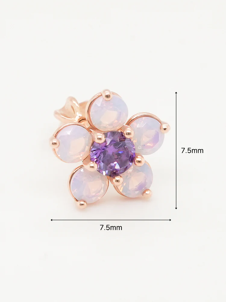 14K Solid Gold Lilac Blossom Cartilage Earring 18G16G - Image 19