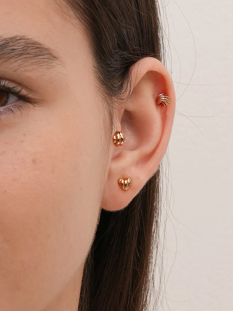 14K Solid Gold Lovely Volume Cartilage Earring 20G - Image 4
