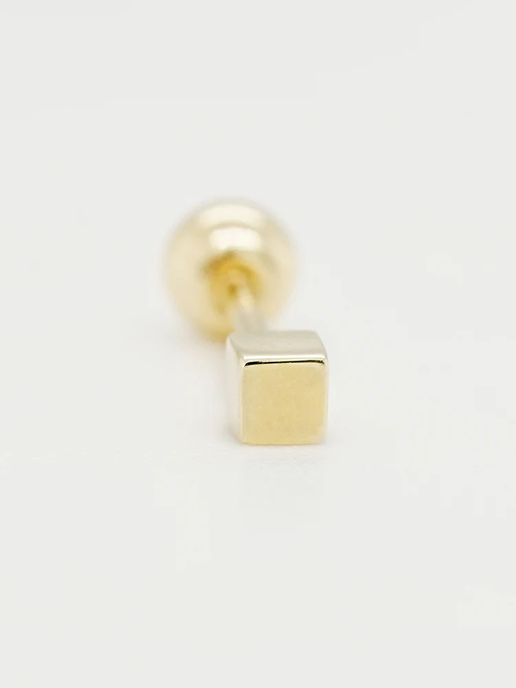 14K Solid Gold Micro Cube Box Cartilage Earring 20G - Image 10