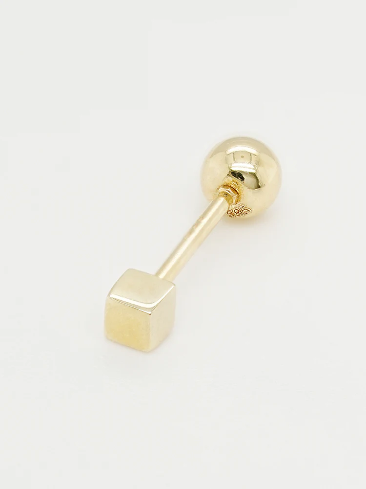 14K Solid Gold Micro Cube Box Cartilage Earring 20G - Image 11