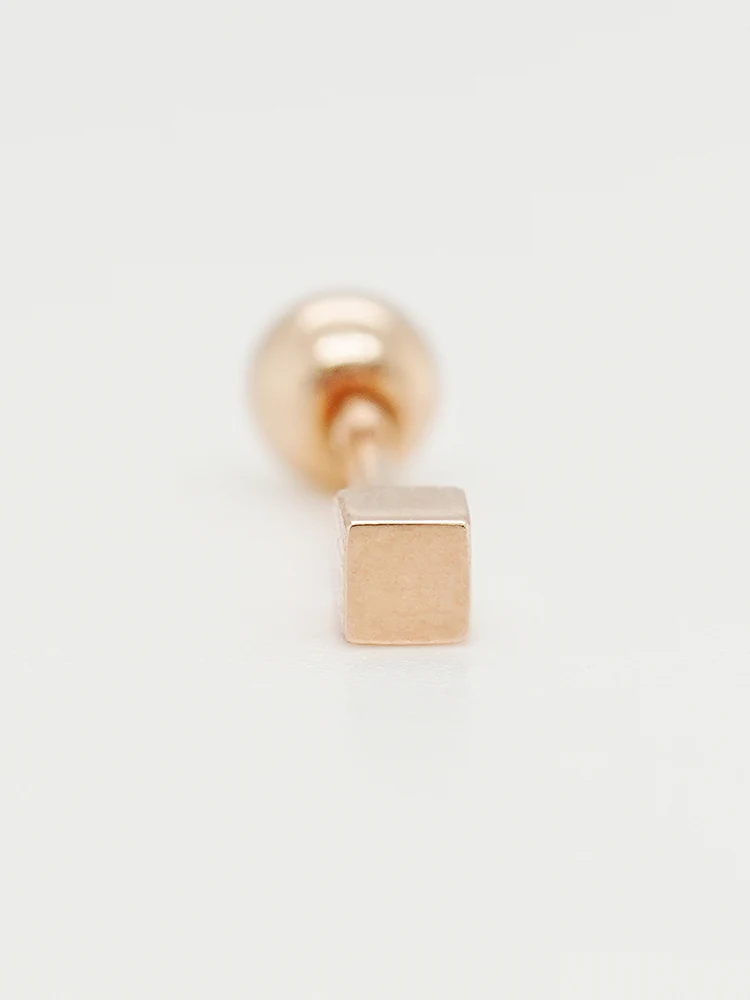 14K Solid Gold Micro Cube Box Cartilage Earring 20G - Image 12