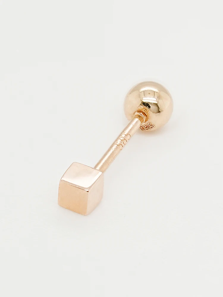 14K Solid Gold Micro Cube Box Cartilage Earring 20G - Image 13