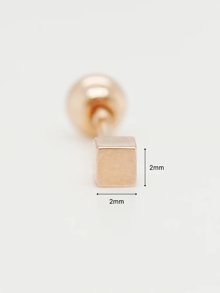 14K Solid Gold Micro Cube Box Cartilage Earring 20G - Image 14