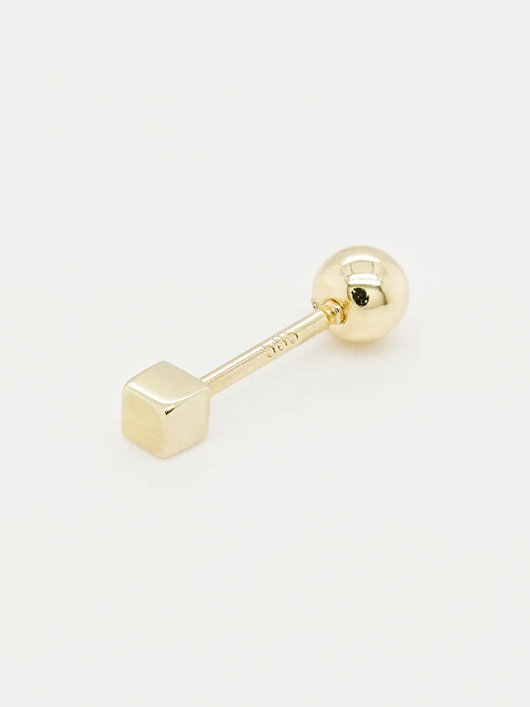 14K Solid Gold Micro Cube Box Cartilage Earring 20G - Image 9