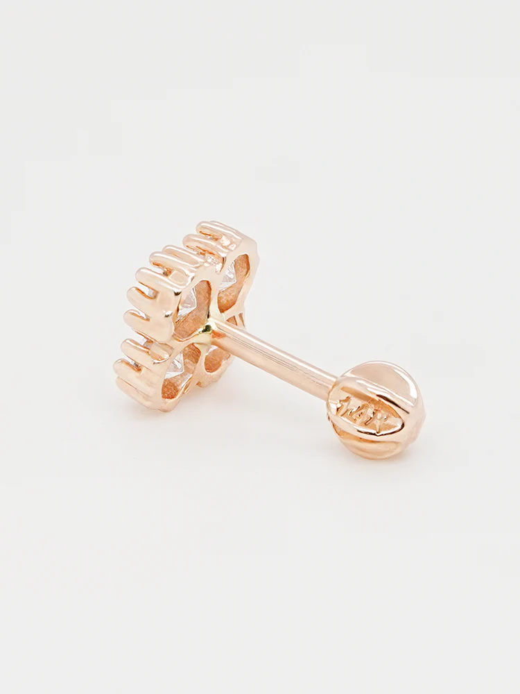 14K Solid Gold Midnight Clover Bloom Cartilage Earring 18G16G - Image 17