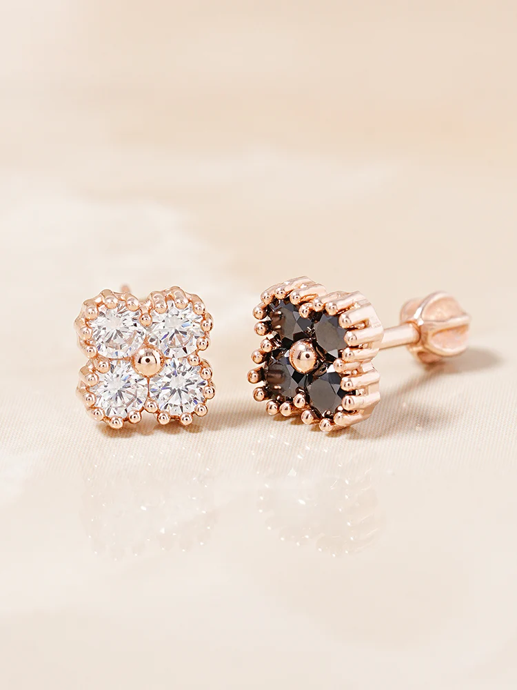 14K Solid Gold Midnight Clover Bloom Cartilage Earring 18G16G - Image 4