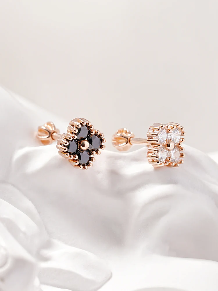 14K Solid Gold Midnight Clover Bloom Cartilage Earring 18G16G - Image 7