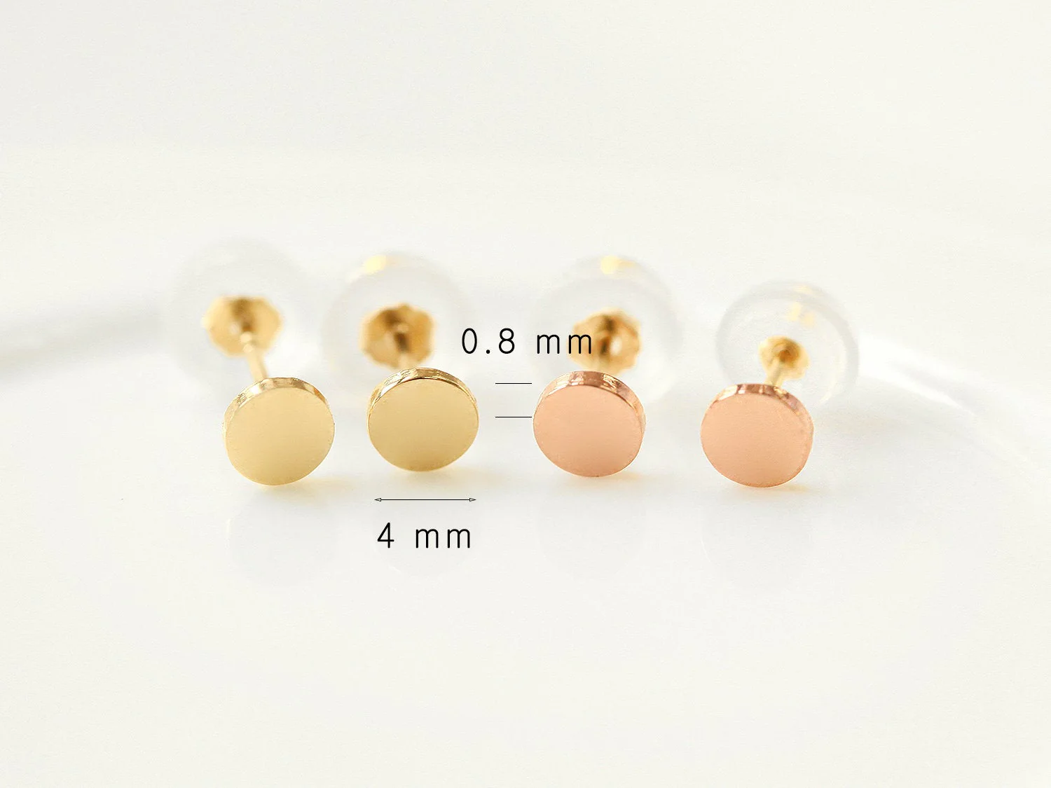 14K Gold Flat Round Stud Earring - Image 10