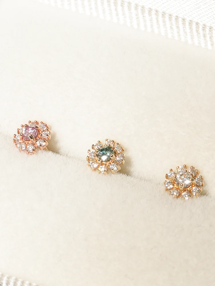 14K Solid Gold Moissanite Dia Daisy Cartilage Earring 20G18G16G - Image 5