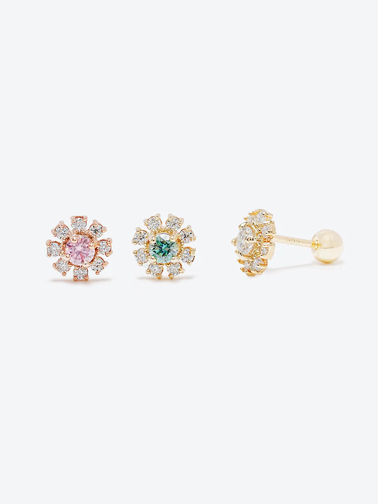 14K Solid Gold Moissanite Dia Daisy Cartilage Earring 20G18G16G - Image 7