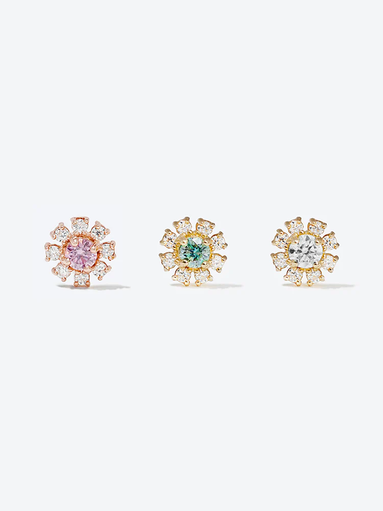 14K Solid Gold Moissanite Dia Daisy Cartilage Earring 20G18G16G - Image 9