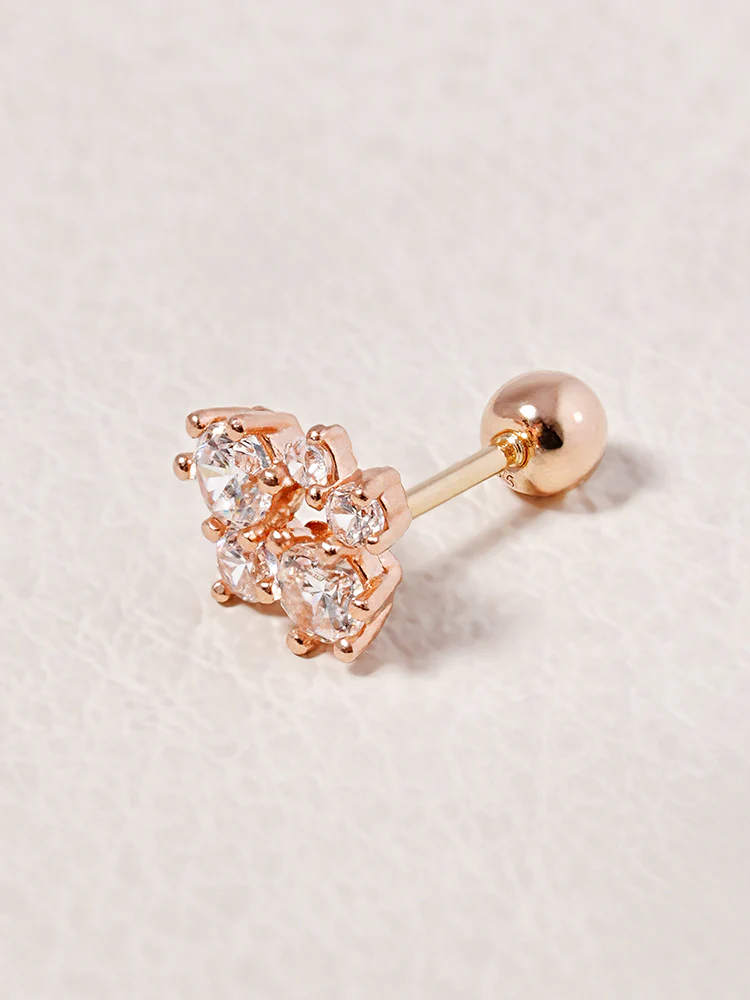 14K Solid Gold Moissanite Dia Five Sparkle Cartilage Earring 20G - Image 14