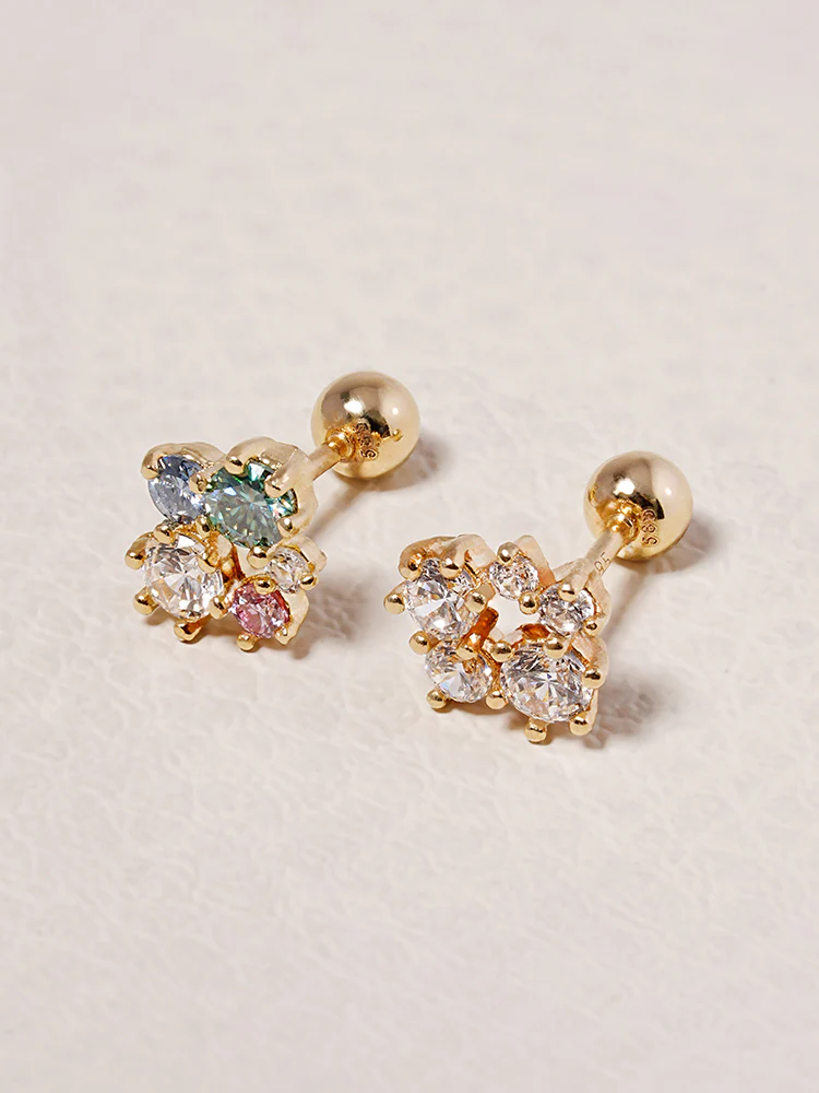 14K Solid Gold Moissanite Dia Five Sparkle Cartilage Earring 20G - Image 3
