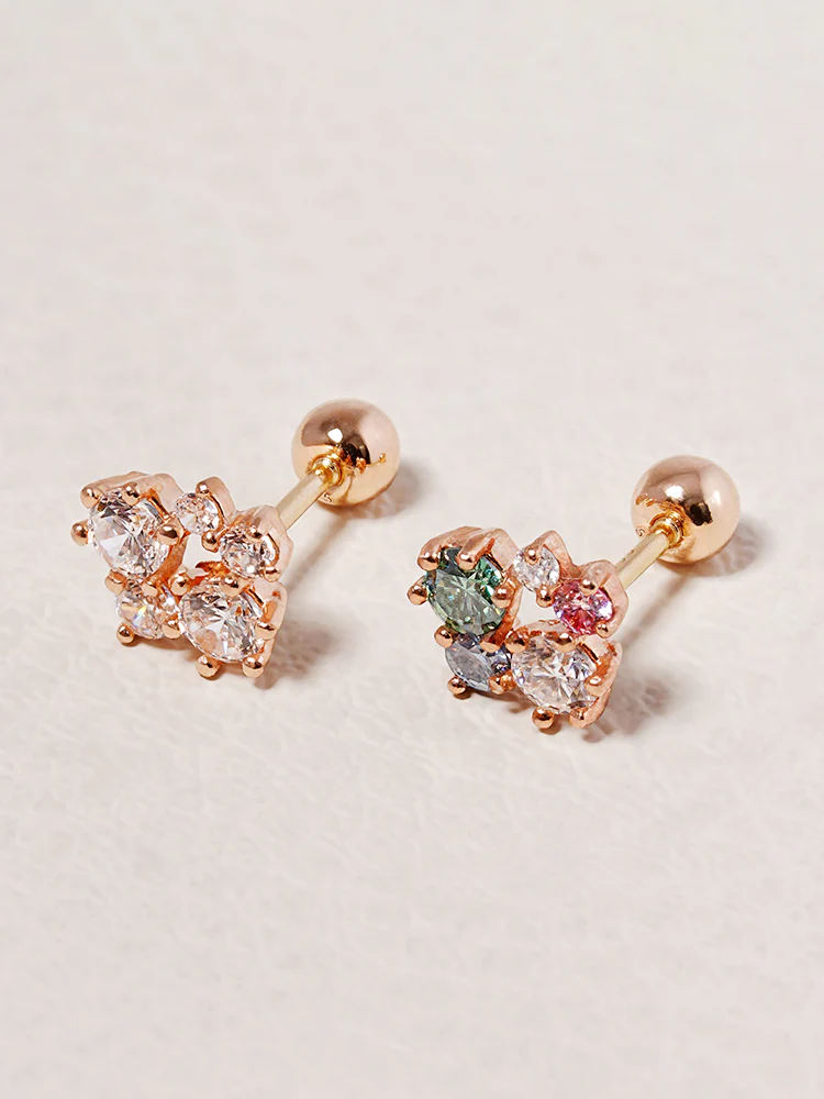 14K Solid Gold Moissanite Dia Five Sparkle Cartilage Earring 20G - Image 5