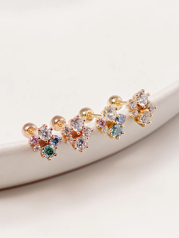 14K Solid Gold Moissanite Dia Five Sparkle Cartilage Earring 20G - Image 9