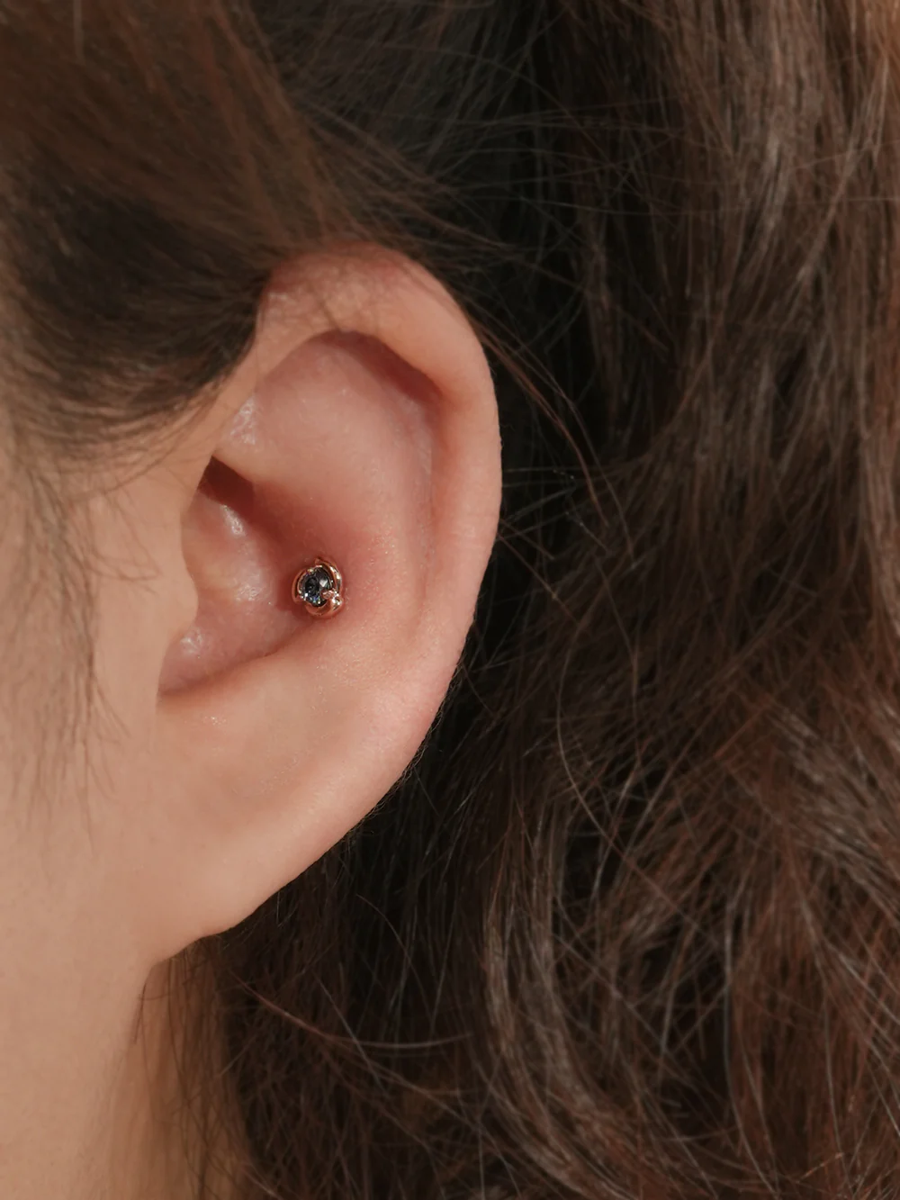 14K Solid Gold Moissanite Dia Rose Cartilage Earring 20G18G16G - Image 12
