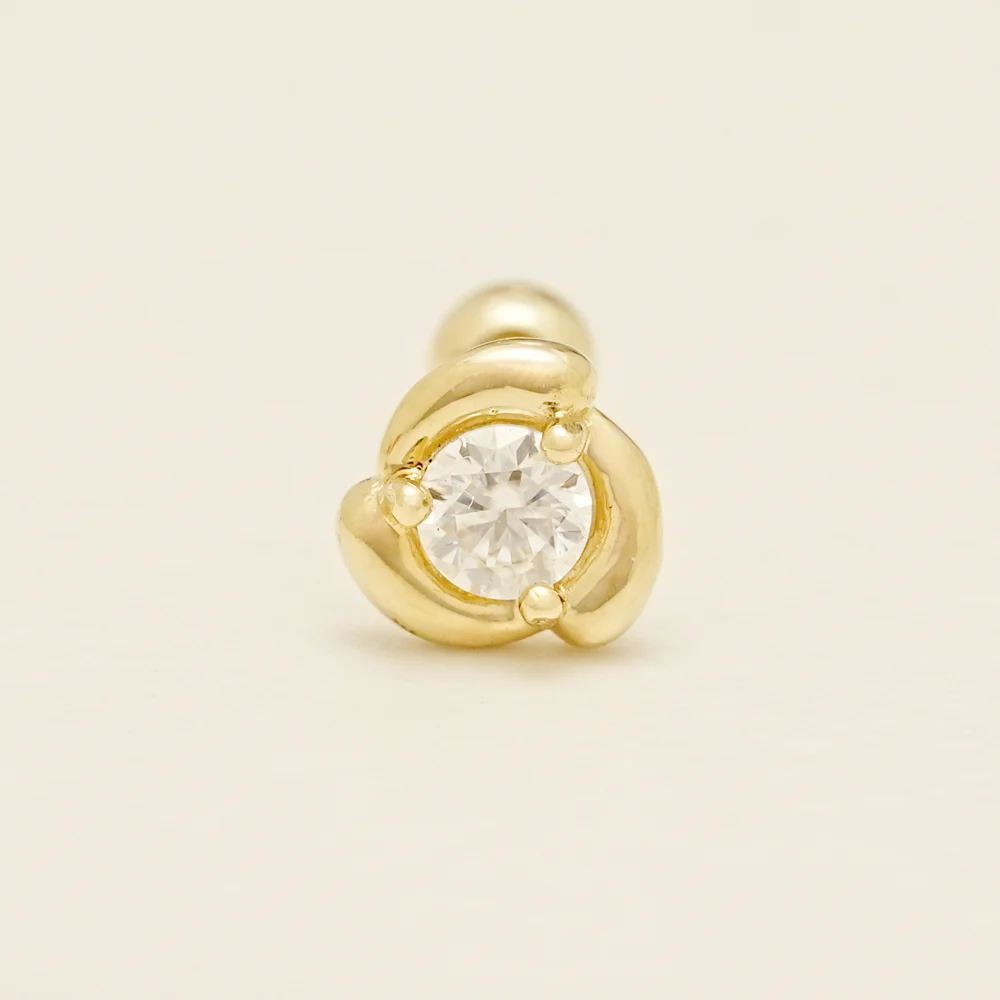 14K Solid Gold Moissanite Dia Rose Cartilage Earring 20G18G16G - Image 13