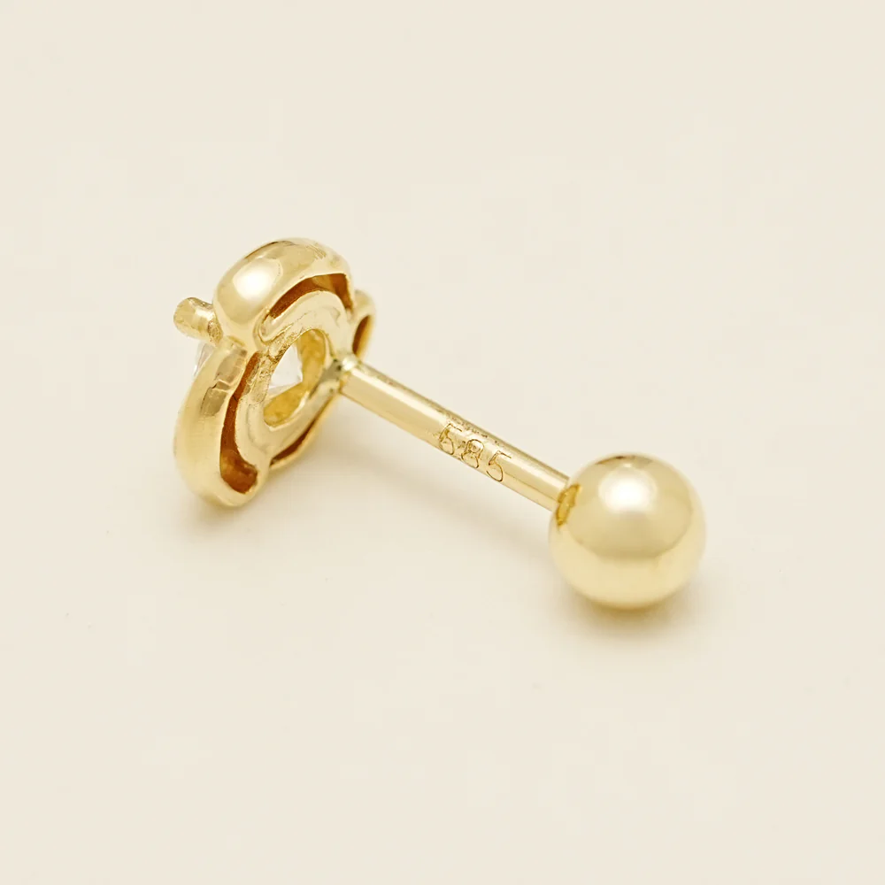 14K Solid Gold Moissanite Dia Rose Cartilage Earring 20G18G16G - Image 17