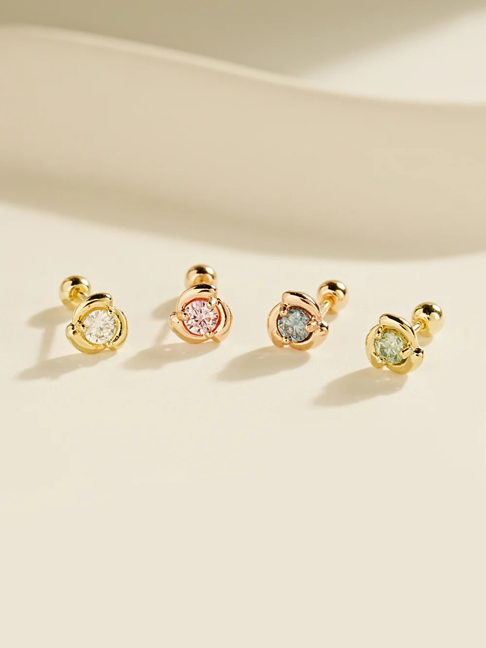 14K Solid Gold Moissanite Dia Rose Cartilage Earring 20G18G16G - Image 7