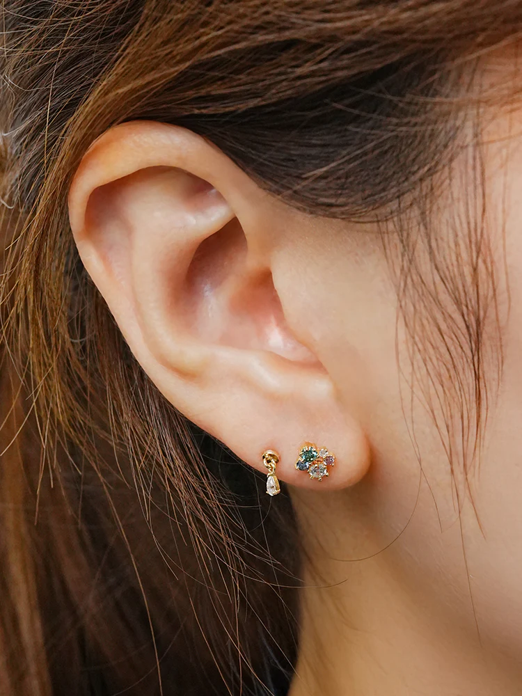 14K Solid Gold Moissanite Dia Teardrop Drop Internally Threaded Labret Piercing 20G - Image 6